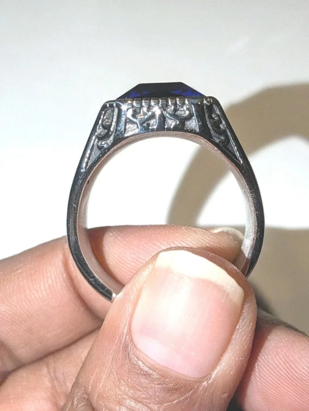 Retro Viking 5 Ct Lab Created Blue Sapphire Men's Ring 14K Silver Plated Sz 13